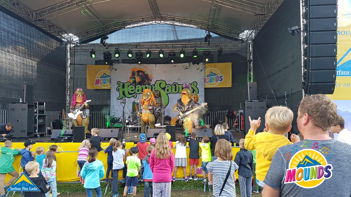 Heavysaurus | © Serfaus Fiss Ladis Heavysaurus auf der MOUNDS Festivalbühne in Serfaus Fiss Ladis in Tirol | © Serfaus Fiss Ladis