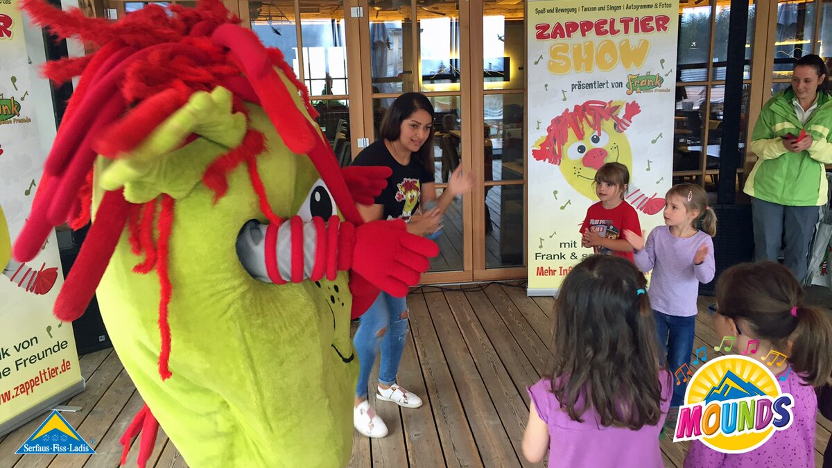 Das Zappeltier | © Serfaus Fiss Ladis Das Zappeltier von Frank und seine Freunde beim Workshop von MOUNDS - Dem Musikfestival für die ganze Familie in Serfaus Fiss Ladis in Tirol | © Serfaus Fiss Ladis