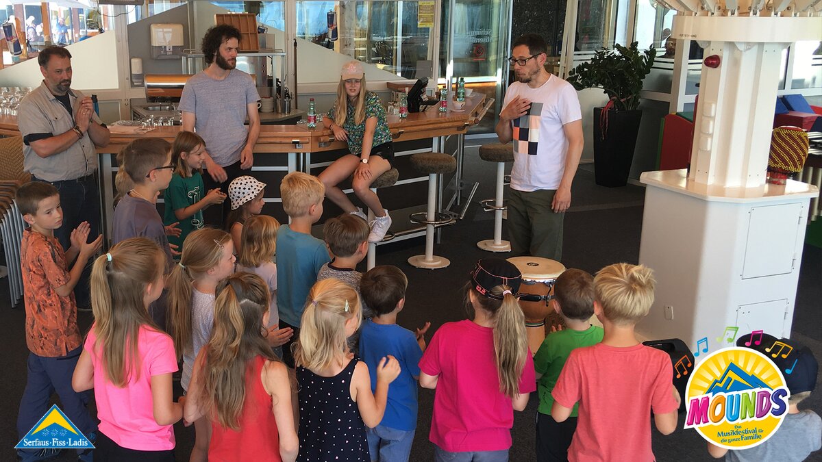 Workshop mit Tom der Trommler | © Serfaus-Fiss-Ladis MOUNDS Workshop mit Tom der Trommler in Serfaus-Fiss-Ladis in Tirol | © Serfaus-Fiss-Ladis