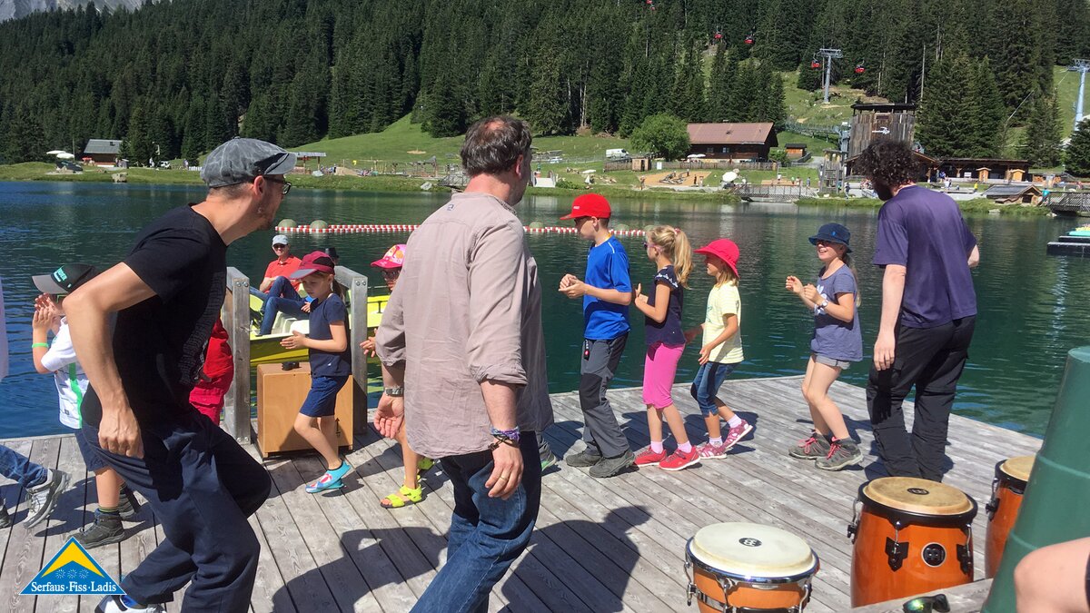 Workshop Tom der Trommler | © Serfaus-Fiss-Ladis Tom der Trommler bei MOUNDS in Serfaus-Fiss-Ladis in Tirol | © Serfaus-Fiss-Ladis